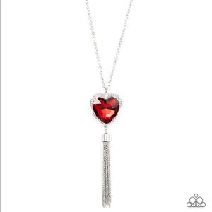 2 piece red heart necklace and bracelet set